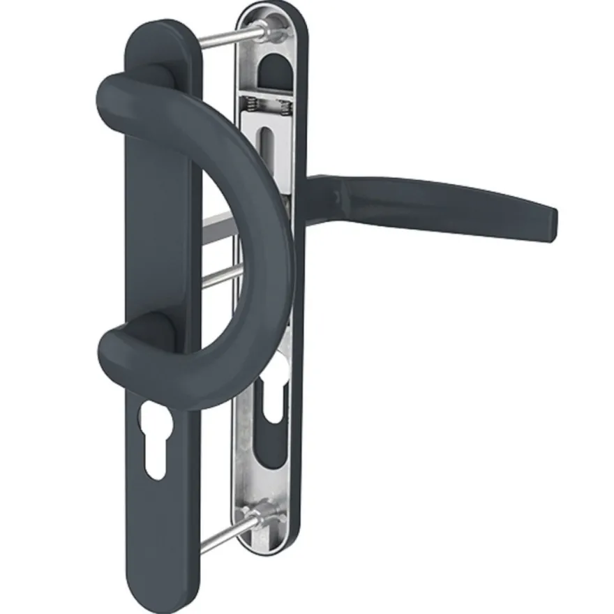 Türdrücker Langschild Schmalrahmen RAL7016 Anthrazit 8-72mm Wechselgarnitur