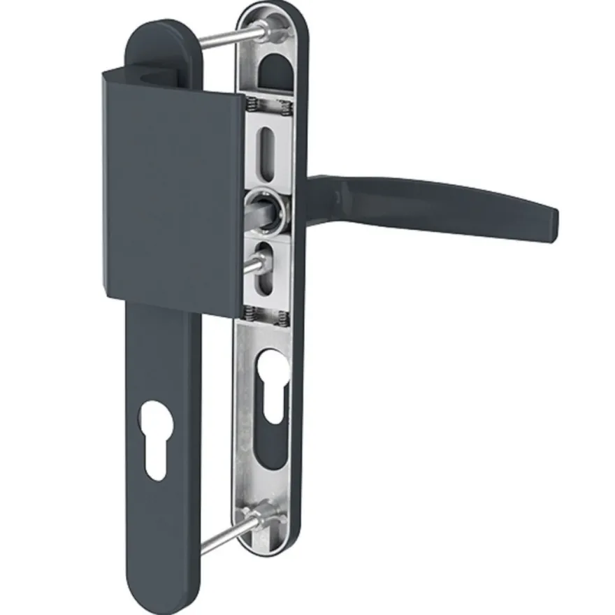 Türdrücker Langschild Schmalrahmen RAL7016 Anthrazit 8-72mm Wechselgarnitur