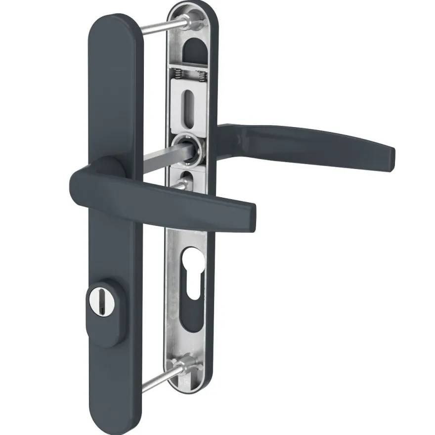 Türdrücker Langschild Schmalrahmen RAL7016 Anthrazit 8-72mm Wechselgarnitur