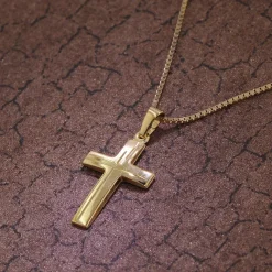 trendor Schmuck Anhänger Kreuz 585 Gold (14 Karat) mit goldplattierter Kette 75125