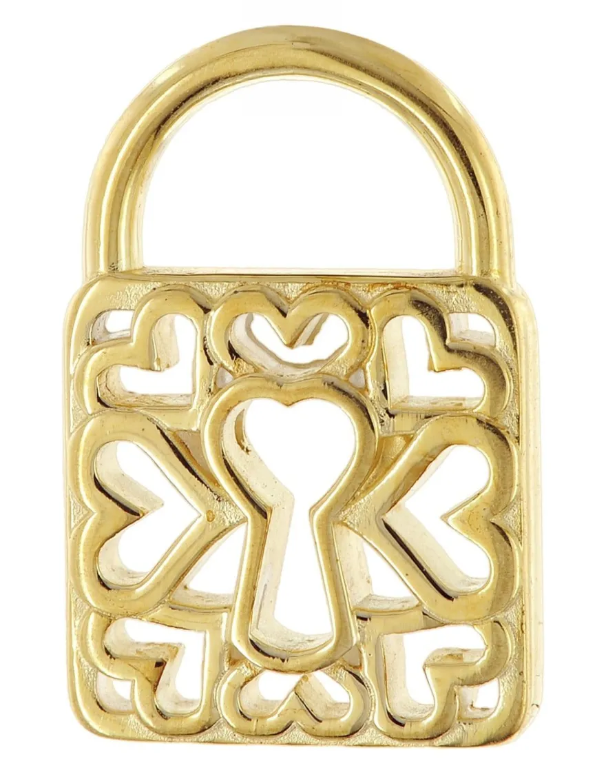 trendor Schmuck Damen-Halskette 925 Silber Vergoldet mit Herz-Schloss Anhänger 21839