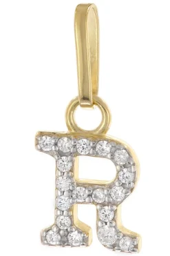 trendor Schmuck Damen-Halskette mit Buchstabe R Anhänger 925 Silber Vergoldet 28266