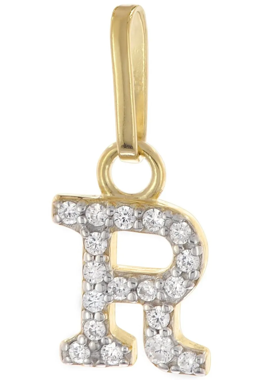 trendor Schmuck Damen-Halskette mit Buchstabe R Anhänger 925 Silber Vergoldet 28266