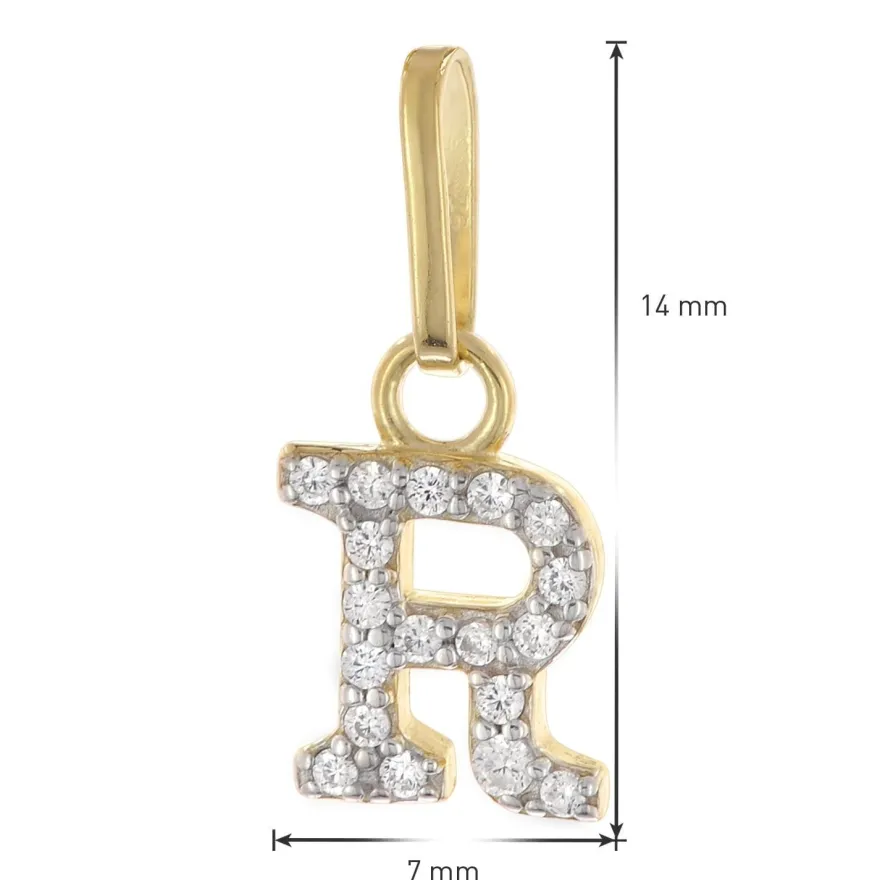 trendor Schmuck Damen-Halskette mit Buchstabe R Anhänger 925 Silber Vergoldet 28266