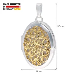trendor Schmuck Damen-Kette mit Medaillon aus 925 Silber Bicolor 68504
