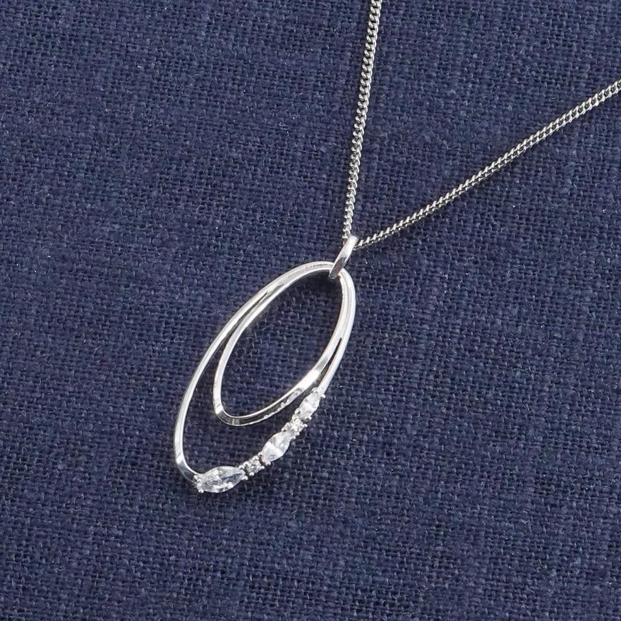 trendor Schmuck Damen-Kette Silber 925 Zirkonia-Collier 68360