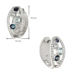 trendor Schmuck Damen-Ohrringe 925 Silber Rhodiniert Creolen mit Topasen 21884