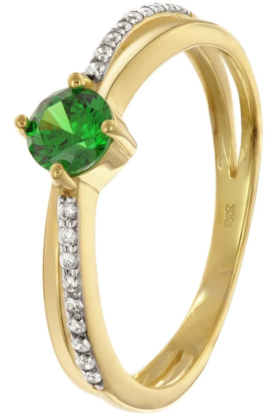 trendor Schmuck Damenring Gold 333/8K mit synthetischem Smaragd und Zirkonias 68842