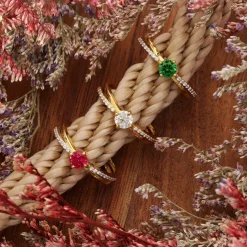 trendor Schmuck Damenring Gold 333/8K mit synthetischem Smaragd und Zirkonias 68842