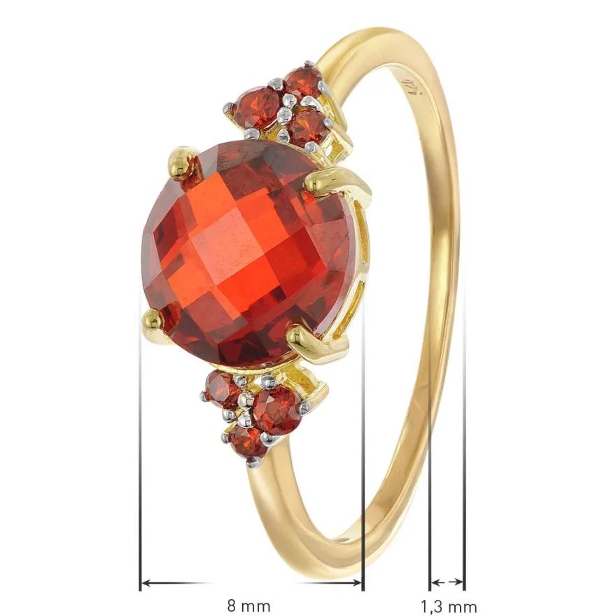 trendor Schmuck Damenring 925 Silber Vergoldet Mit Synthetischem Granat 28098