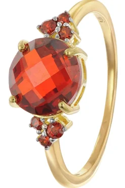 trendor Schmuck Damenring 925 Silber Vergoldet Mit Synthetischem Granat 28098