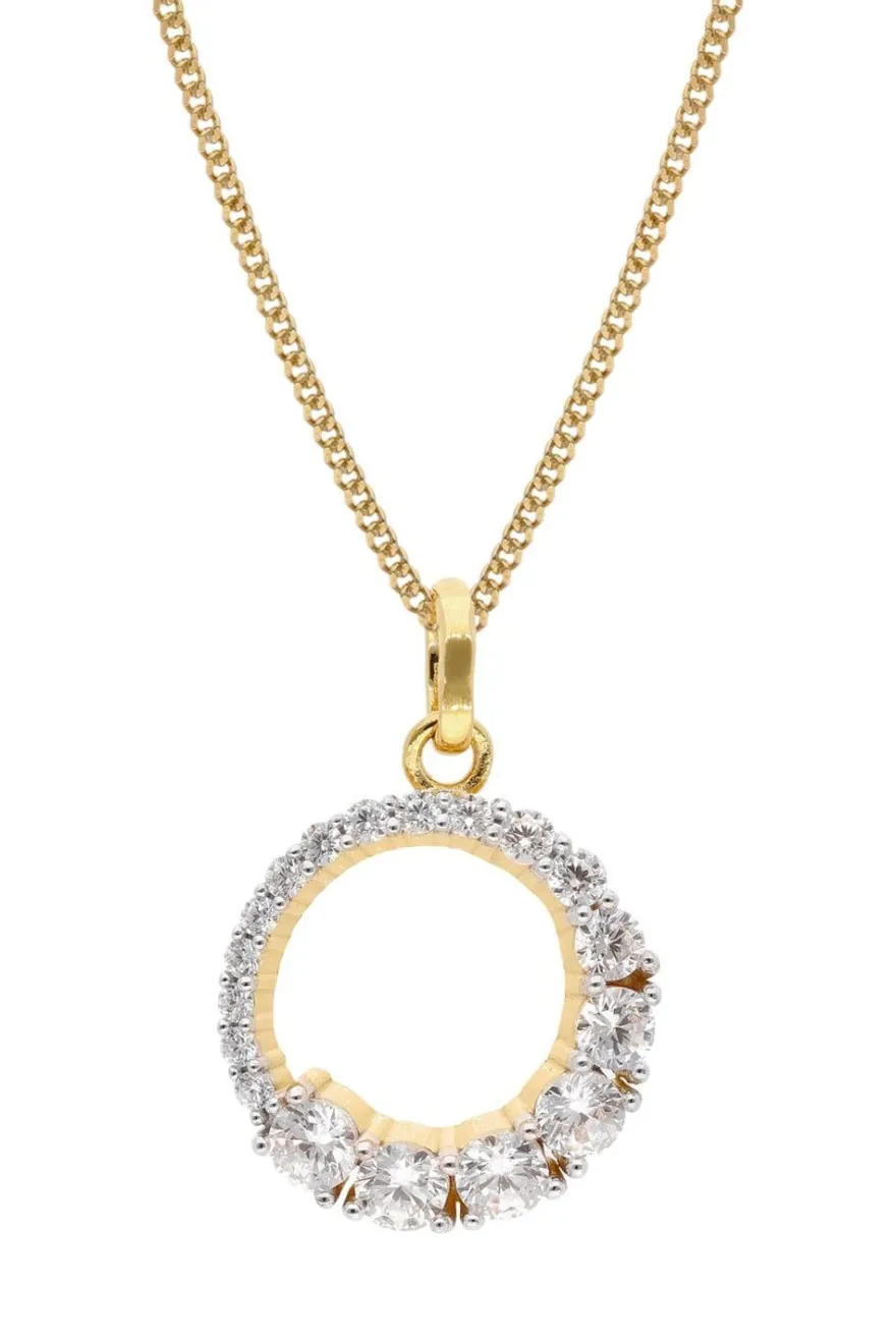 trendor Schmuck Damen Zirkonia-Anhänger Gold 333/8kt an vergoldeter Silberkette 6838
