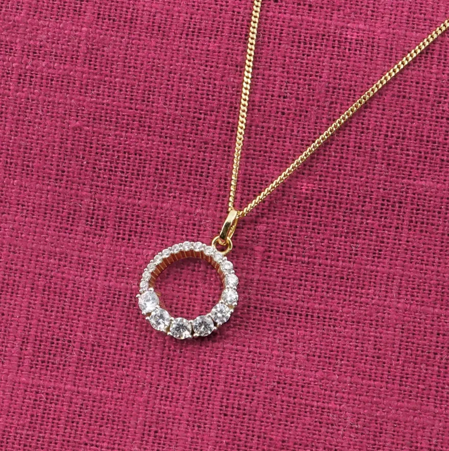 trendor Schmuck Damen Zirkonia-Anhänger Gold 333/8kt an vergoldeter Silberkette 6838