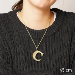 trendor Schmuck Halskette mit Großem Buchstaben C 925 Silber mit Goldauflage 41790-C