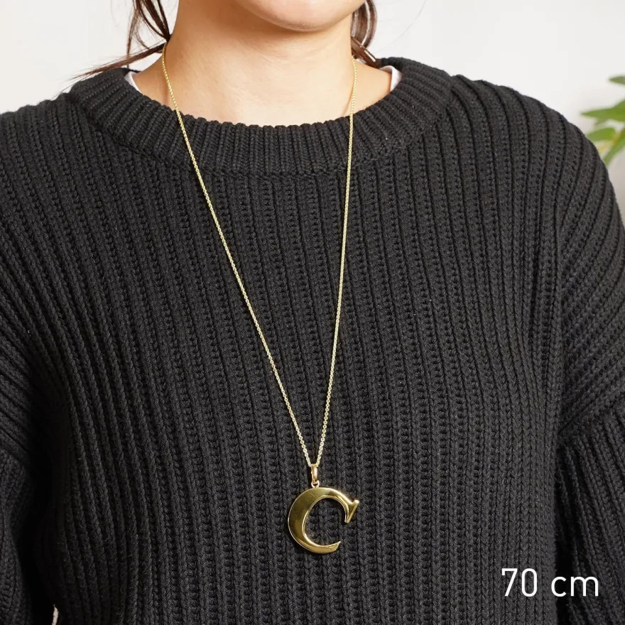trendor Schmuck Halskette mit Großem Buchstaben C 925 Silber mit Goldauflage 41790-C