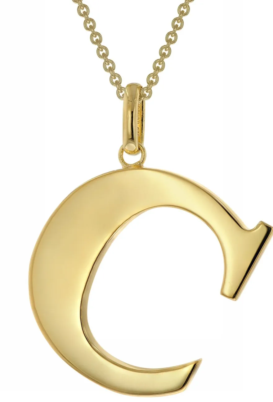 trendor Schmuck Halskette mit Großem Buchstaben C 925 Silber mit Goldauflage 41790-C