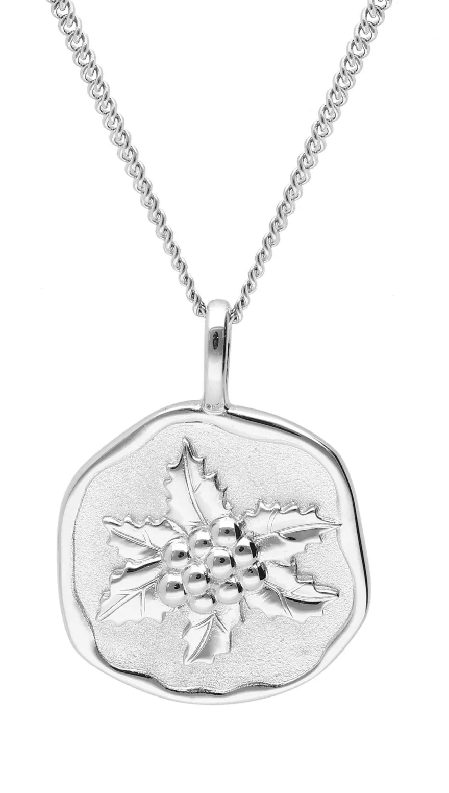 trendor Schmuck Halskette mit Monatsblume Dezember 925 Silber Rhodiniert 68000-12