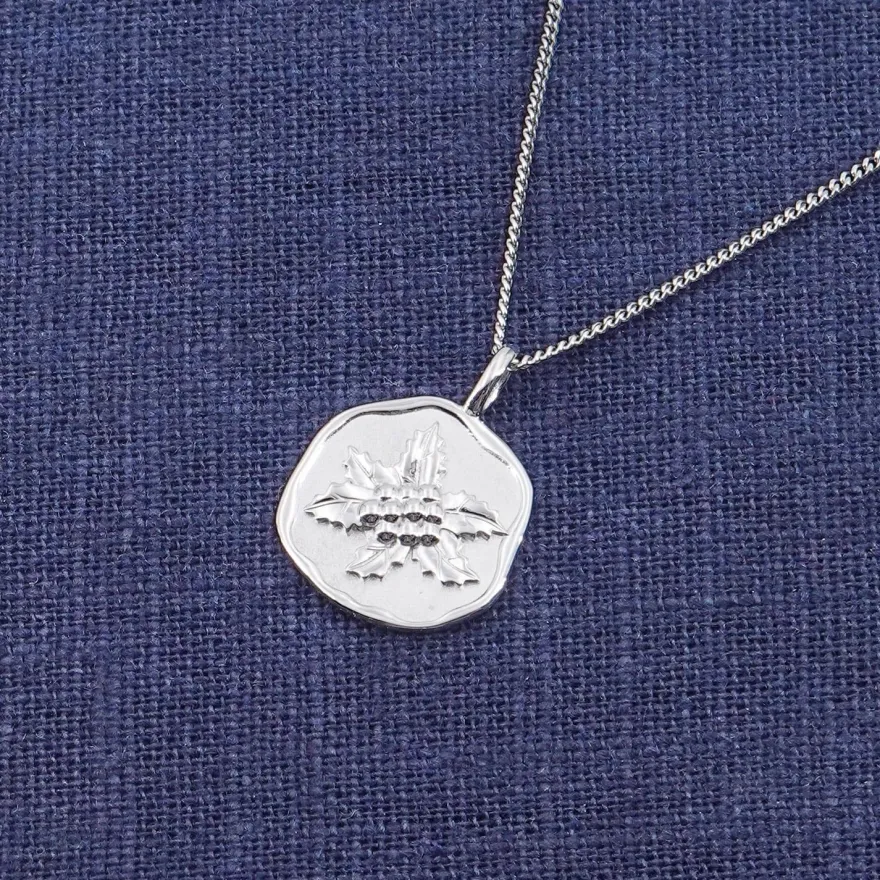trendor Schmuck Halskette mit Monatsblume Dezember 925 Silber Rhodiniert 68000-12