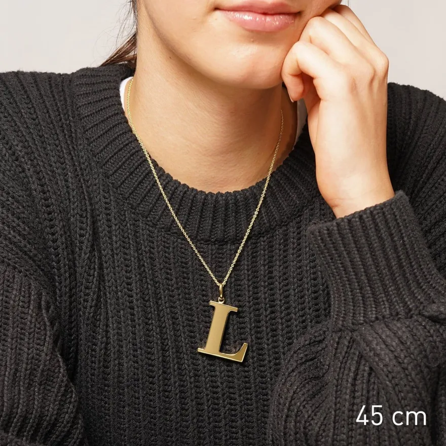 trendor Schmuck Halskette mit Großem Buchstaben L 925 Silber mit Goldauflage 41790-L