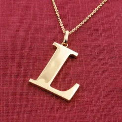 trendor Schmuck Halskette mit Großem Buchstaben L 925 Silber mit Goldauflage 41790-L