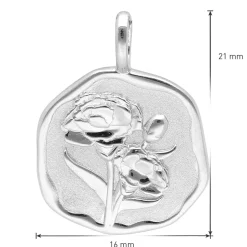 trendor Schmuck Halskette mit Monatsblume Januar 925 Silber Rhodiniert 68000-01