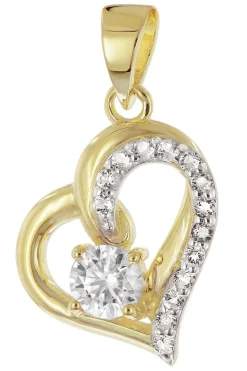 trendor Schmuck Herz Gold-Anhänger 333 mit Zirkonia an vergoldeter Silberkette 21197