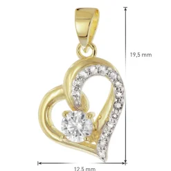 trendor Schmuck Herz Gold-Anhänger 333 mit Zirkonia an vergoldeter Silberkette 21197