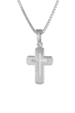 trendor Schmuck Kinder-Anhänger Kreuz mit Kette 925 Silber 48887