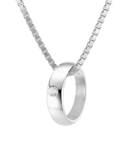 trendor Schmuck Kinder-Halskette mit Taufring 925 Silber mit synth. Zirkonia 68068