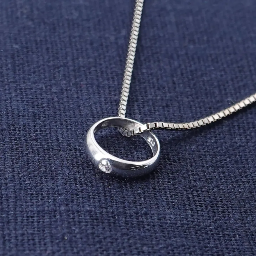 trendor Schmuck Kinder-Halskette mit Taufring 925 Silber mit synth. Zirkonia 68068