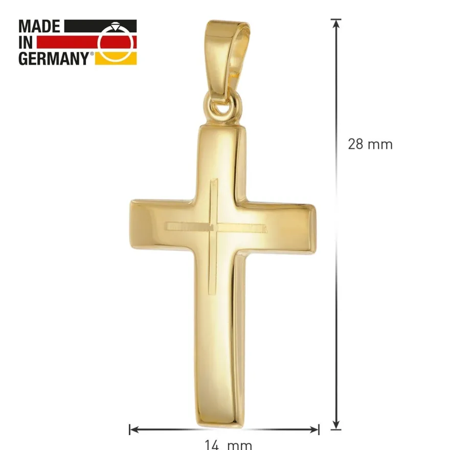 trendor Schmuck Kreuz-Anhänger Gold 333 (8K) mit vergoldeter Silberkette 21158