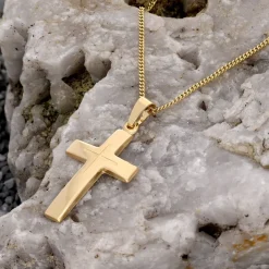 trendor Schmuck Kreuz-Anhänger Gold 333 (8K) mit vergoldeter Silberkette 21158