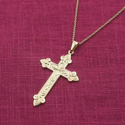 trendor Schmuck Kreuz-Anhänger Gold 333/8K mit vergoldeter Silber-Herrenkette 15762