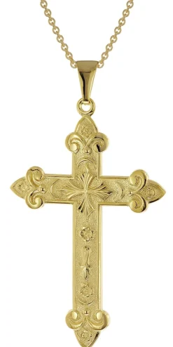 trendor Schmuck Kreuz-Anhänger Gold 333/8K mit vergoldeter Silber-Herrenkette 15762