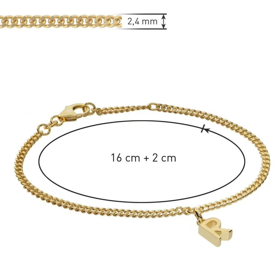 trendor Schmuck Mädchen-Armband mit Buchstabe R 925 Silber Vergoldet 21602-R