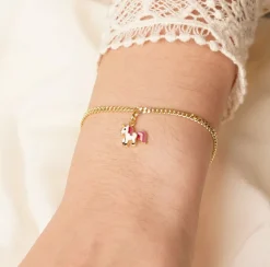 trendor Schmuck Mädchen-Armband mit Einhorn-Anhänger 925 Silber Vergoldet 21624