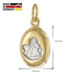 trendor Schmuck Mädchen Engel-Anhänger Gold 333/8K Mit Vergoldeter Silberkette 28586