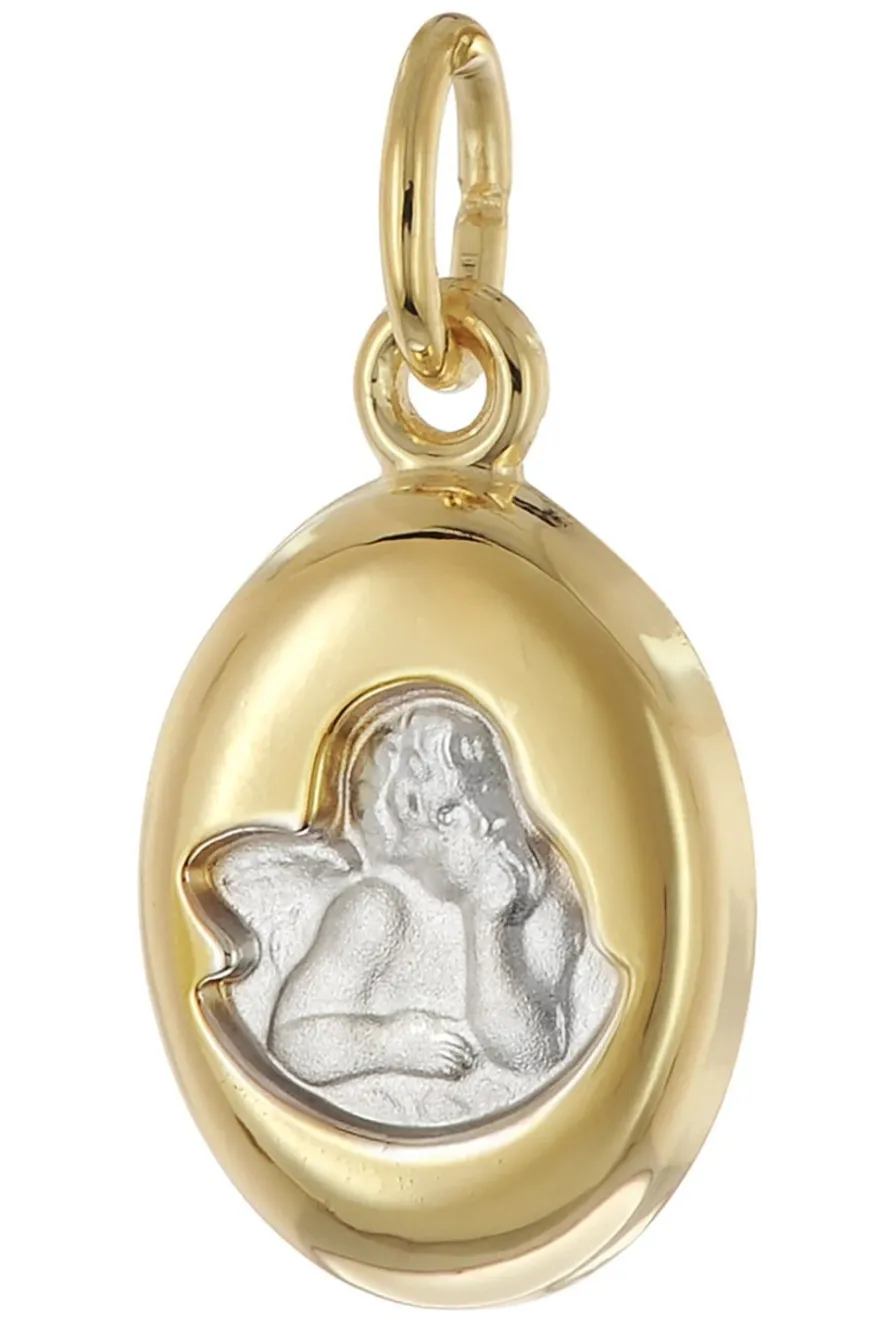 trendor Schmuck Mädchen Engel-Anhänger Gold 333/8K Mit Vergoldeter Silberkette 28586