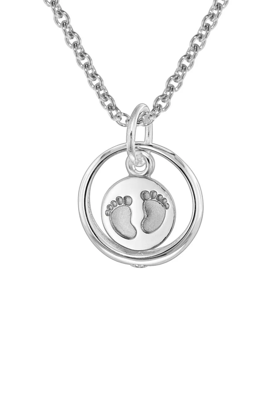 trendor Schmuck Taufkette 925 Silber Taufring mit Anhänger Babyfüße 08467