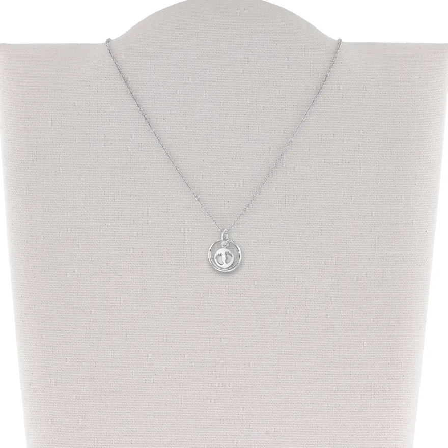 trendor Schmuck Taufkette 925 Silber Taufring mit Anhänger Babyfüße 08467