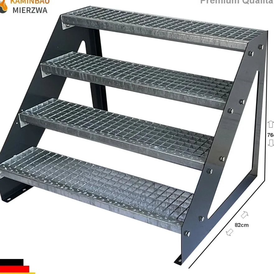 Treppe Freistehend 4 Stufen Wange Anthrazit H:76cm