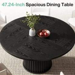 Tribesigns Runder Esstisch 120cm Schwarz, Esszimmertisch für 4-6 Personen mit