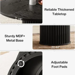 Tribesigns Runder Esstisch 120cm Schwarz, Esszimmertisch für 4-6 Personen mit