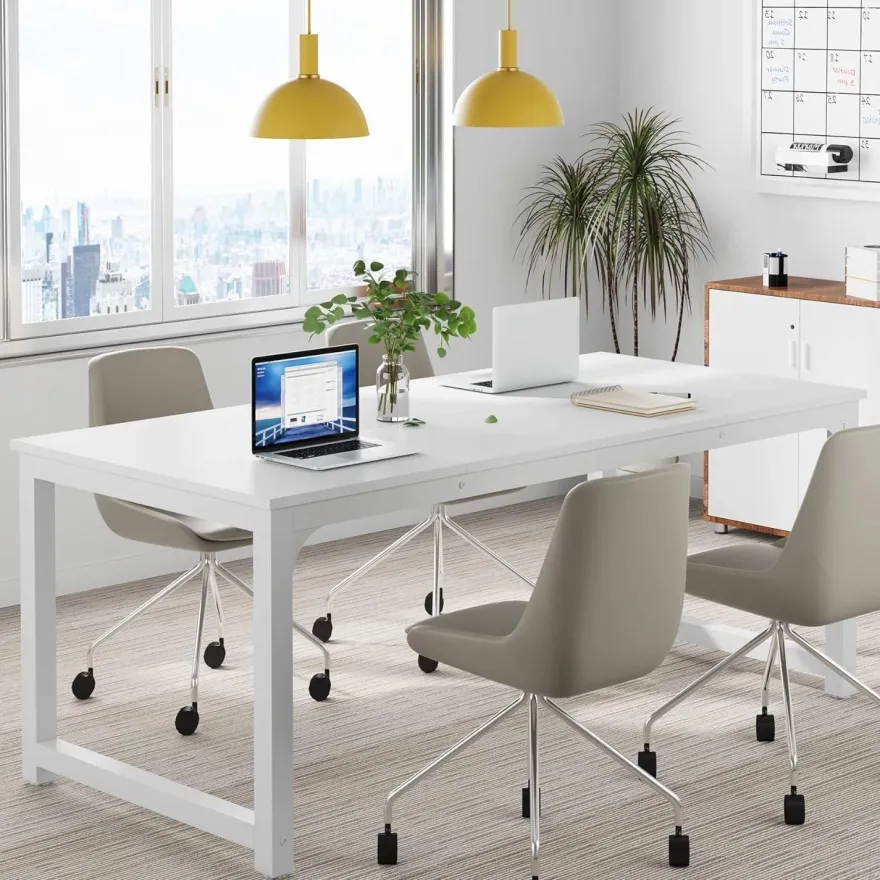 Tribesigns Schreibtisch Computertisch 160x80cm Weiß - Moderner Bürotisch für