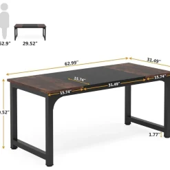 Tribesigns Schreibtisch 160x80 cm, 2er-Pack, Rustikales Braun Schwarz, Stabile