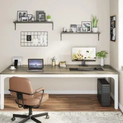 Tribesigns Schreibtisch 200x70x75 cm, Doppelter Computertisch für 2 Personen