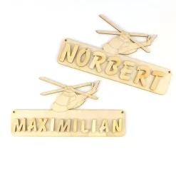 Türschild Namensschild Kinderzimmer , Buchstaben, 18cm Holz Hubschrauber