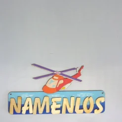 Türschild Namensschild Kinderzimmer , Buchstaben, 18cm Holz Hubschrauber