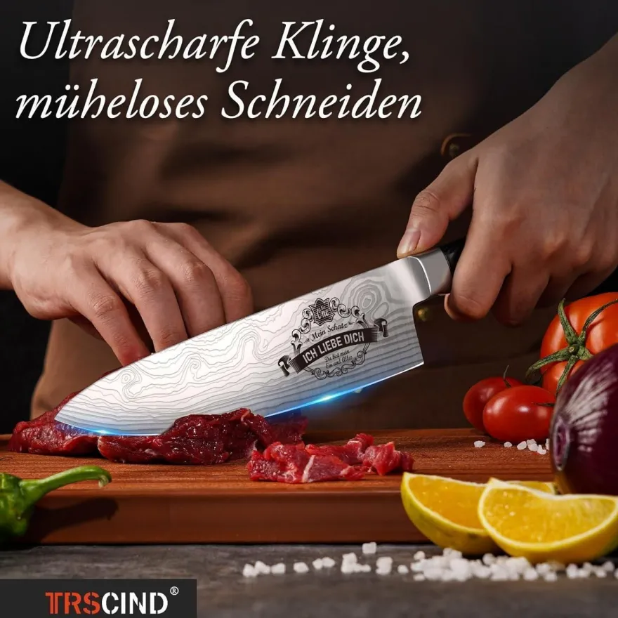 Trscind Küchenmesser Valentinstags-Geschenk für Ihn Jahrestag Freund Ehemann