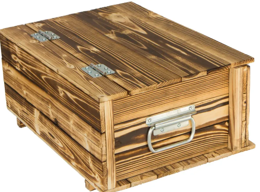 Truhe Hugo geflammt mit Deckel 50 x 36 x 26cm